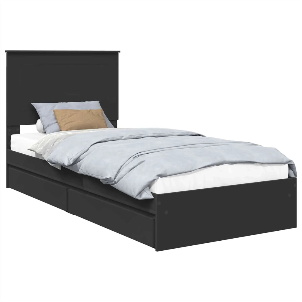Letto con Contenitore Nero 75 x 190 cm Legno multistrato