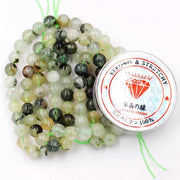 Collezione di perle con corda per creare gioielli Perle in pietra naturale per DIY Bracciale energetico 10 mm - 76 pezzi e 1 rotolo di corda Prehnite A 10 mm