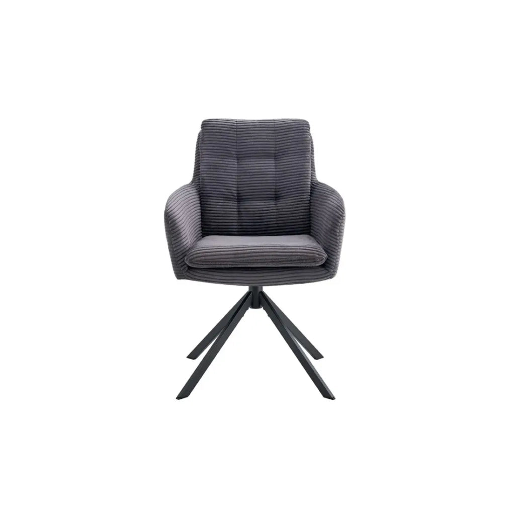 Set di 2 poltrone KAVIRA – Velluto a coste grigio – Piedi in metallo – Con braccioli – Design accogliente ed elegante