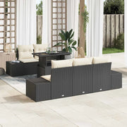 Set Divano da Giardino con cuscino 6 pcs Nero e Crema