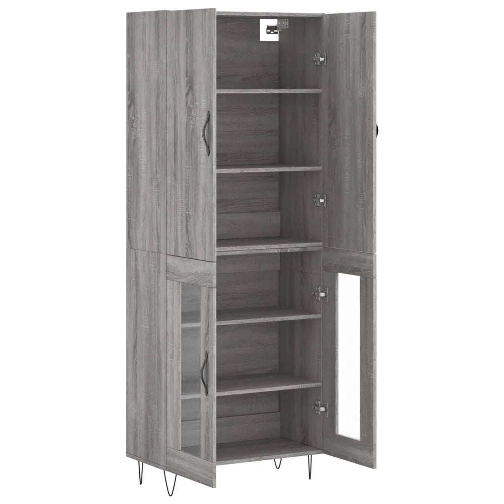 Credenza Grigio Sonoma 69,5x34x180 cm in Legno Multistrato 3198071