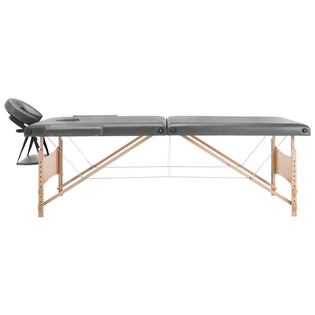 Lettino da massaggio a 2 zone struttura in legno 186 x 68 cm grigio antracite 02_0001800
