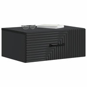 Comodino | Armadio da Notte | Mobiletto da notte a muro con cassetto Nero 49 x 34,5 x 20 cm