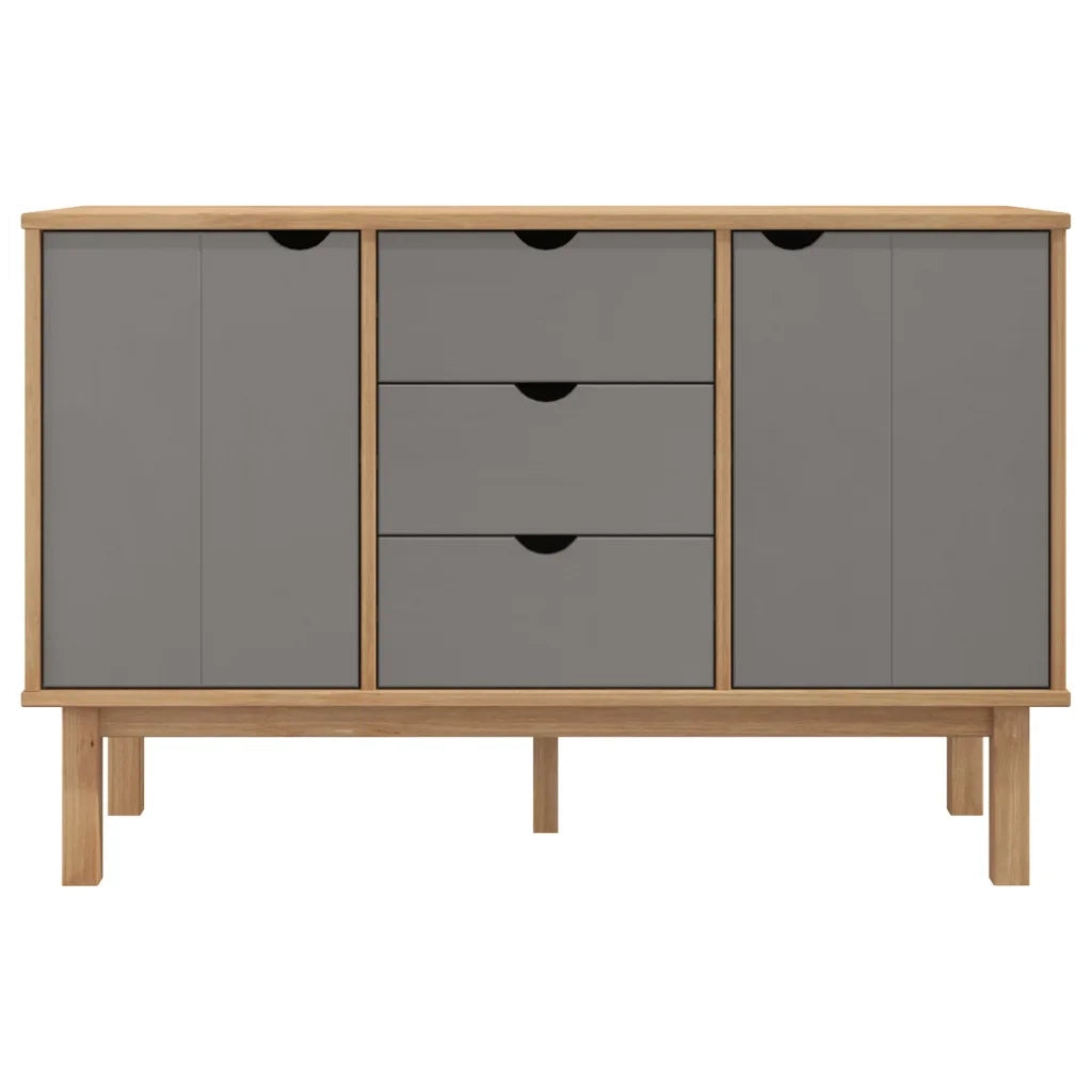 Credenza Marrone e Grigia 113,5x43x73 cm Legno Massello di Pino cod mxl 24422