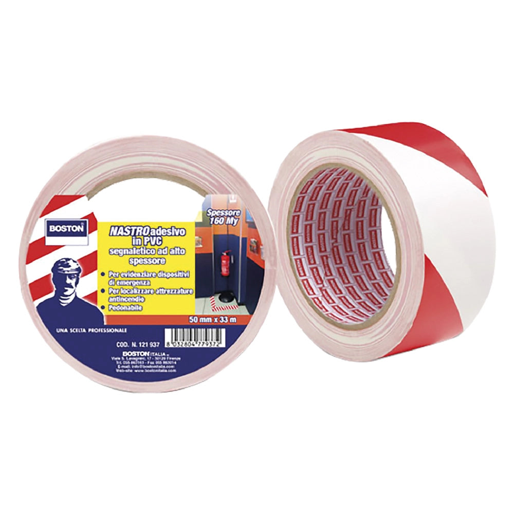 NASTRO SEGNALETICO ADESIVO bianco/rosso  - BOSTON