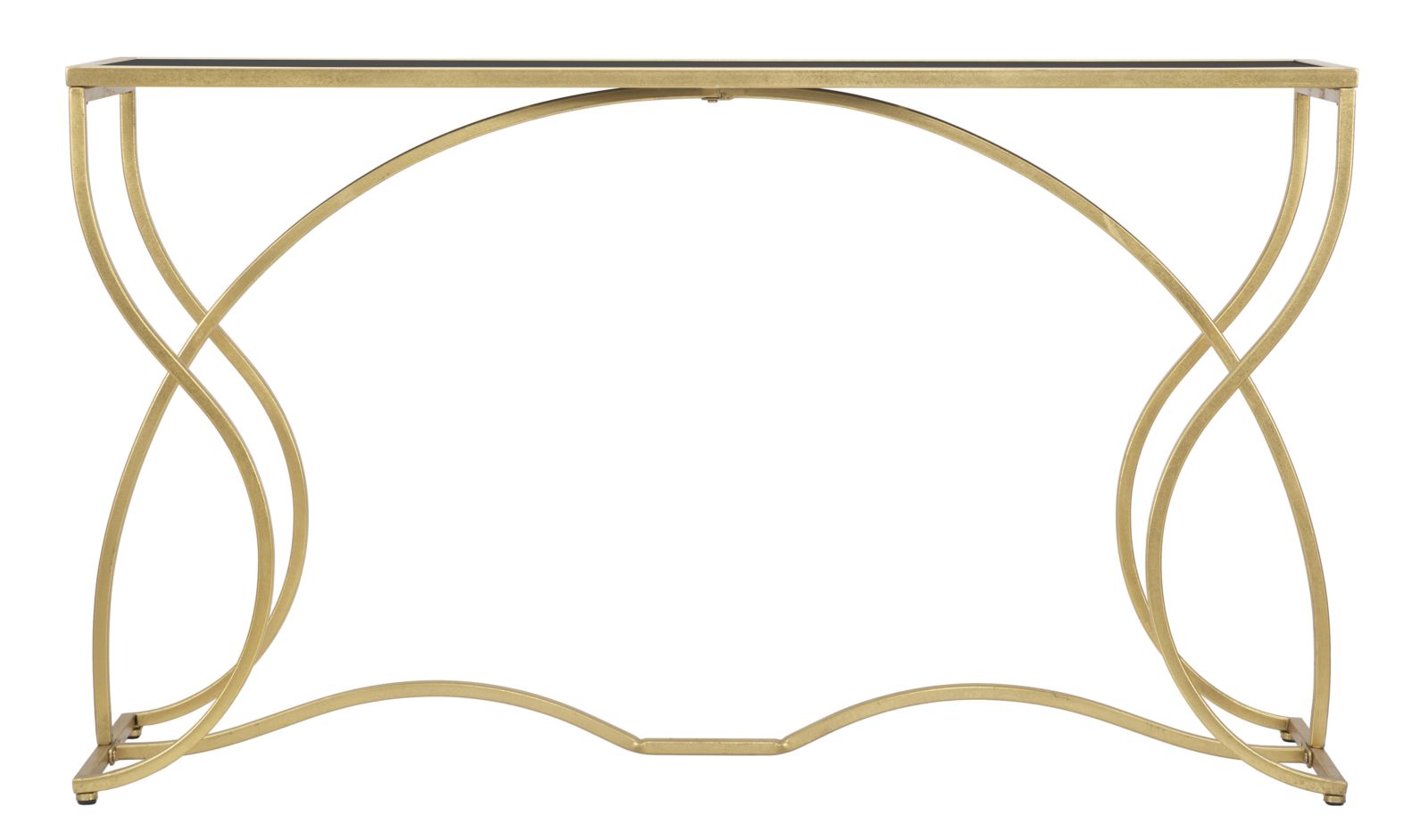 Console Sunshine 130x40x75 cm in Ferro e Specchio Oro e Nero