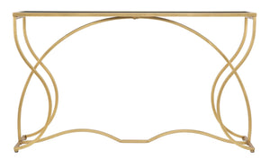 Console Sunshine 130x40x75 cm in Ferro e Specchio Oro e Nero