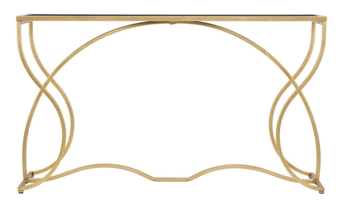 Console Sunshine 130x40x75 cm in Ferro e Specchio Oro e Nero