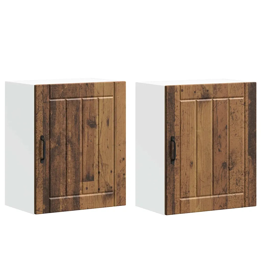Pensili da cucina 2 pz Lucca in Legno Multistrato Legno Antico 853814