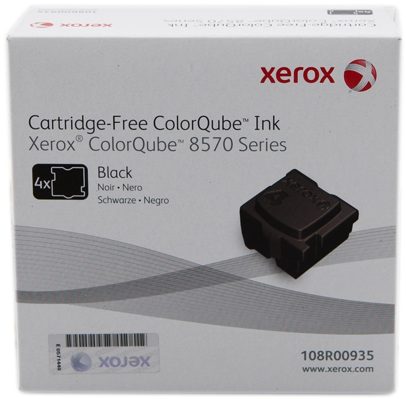 ORIGINAL Xerox ColorStix nero 108R00935 ColorQube 8570 Ink ~8600 Seiten Solid Ink, pacco con 4 pezzi