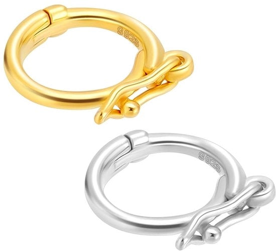 Sluiting in 925 Sterlino Argento - Sluitring - Sieraden Sluiting - Sluiting Armband - Sluiting Ketting - Inclusivo Spighe/Anelli di Acciaio - Sieradensluiting