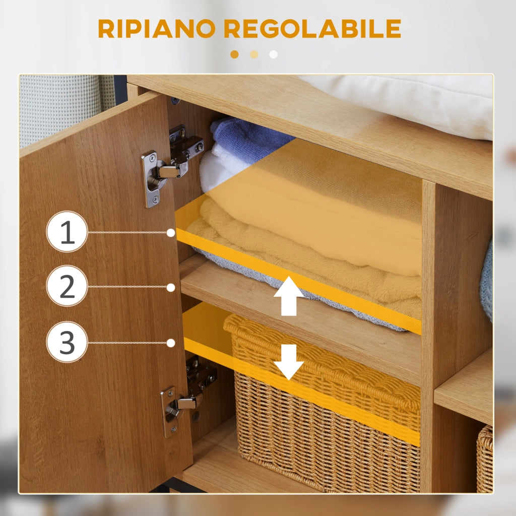 EasyComfort Appendiabiti in Acciaio e Legno Stile Industriale con Scarpiera e Ripiani, 80x40x180cm
