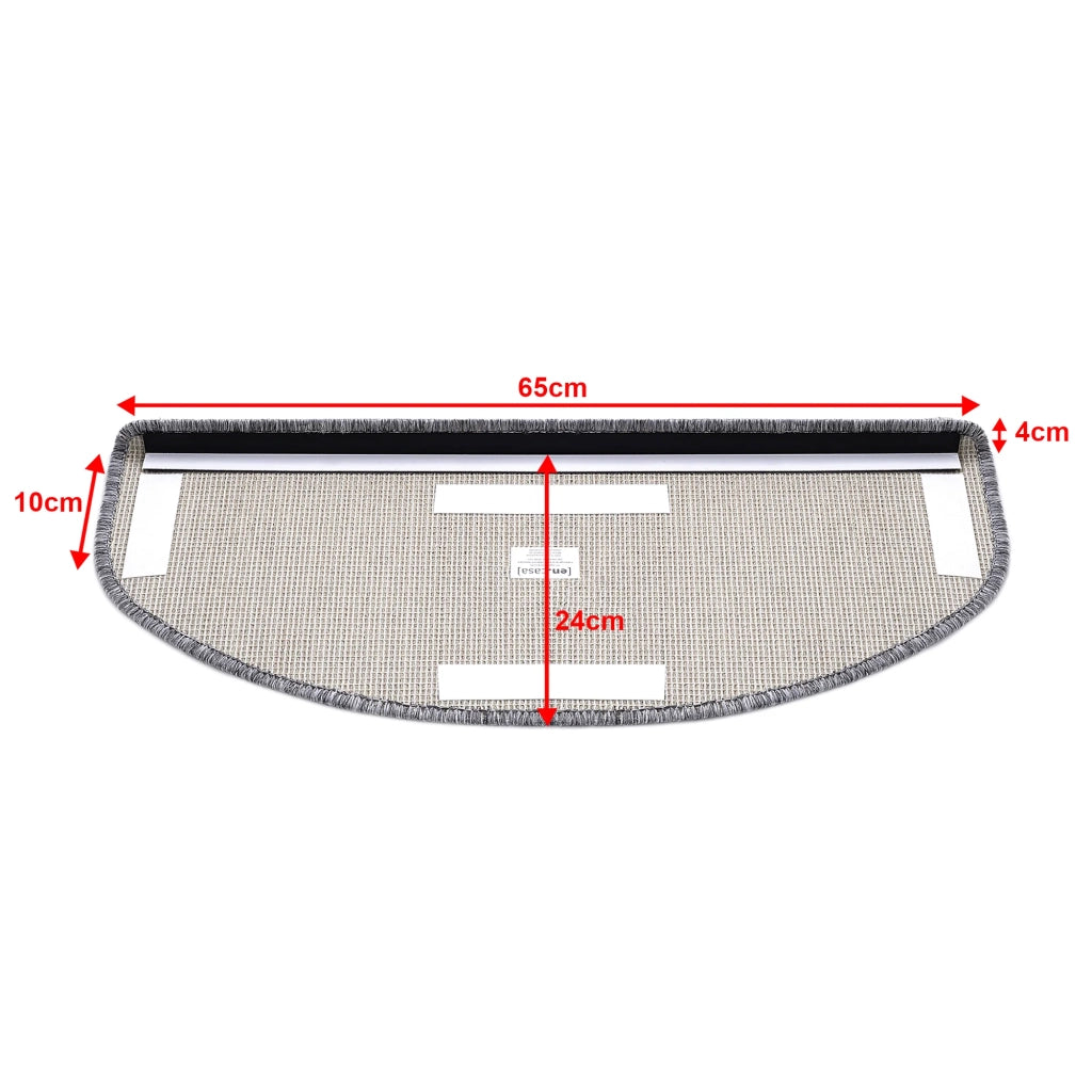 Set di 15 gradini antiscivolo semicircolari 65 x 24 cm con bordo grigio chiaro 03_0007612
