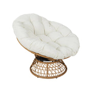Poltrona papasan girevole a 360° in polirotilene, ecrù