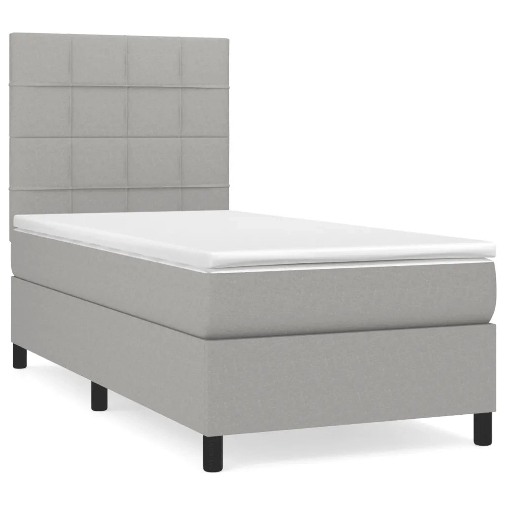 Giroletto a Molle con Materasso Grigio Chiaro 90x200 cm Tessuto cod mxl 61142