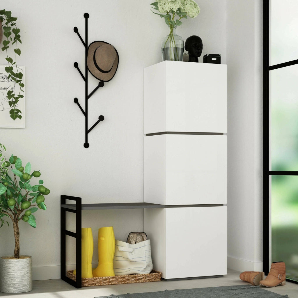 Mobile Portascarpe Akoni, Scarpiera 12 Paia, 109x39x149h cm Bianco