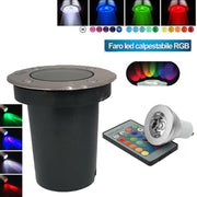 FARETTO FARO CALPESTABILE GU10 LAMPADA SEGNAPASSO RGB 3W CON TELECOMANDO ESTERNO