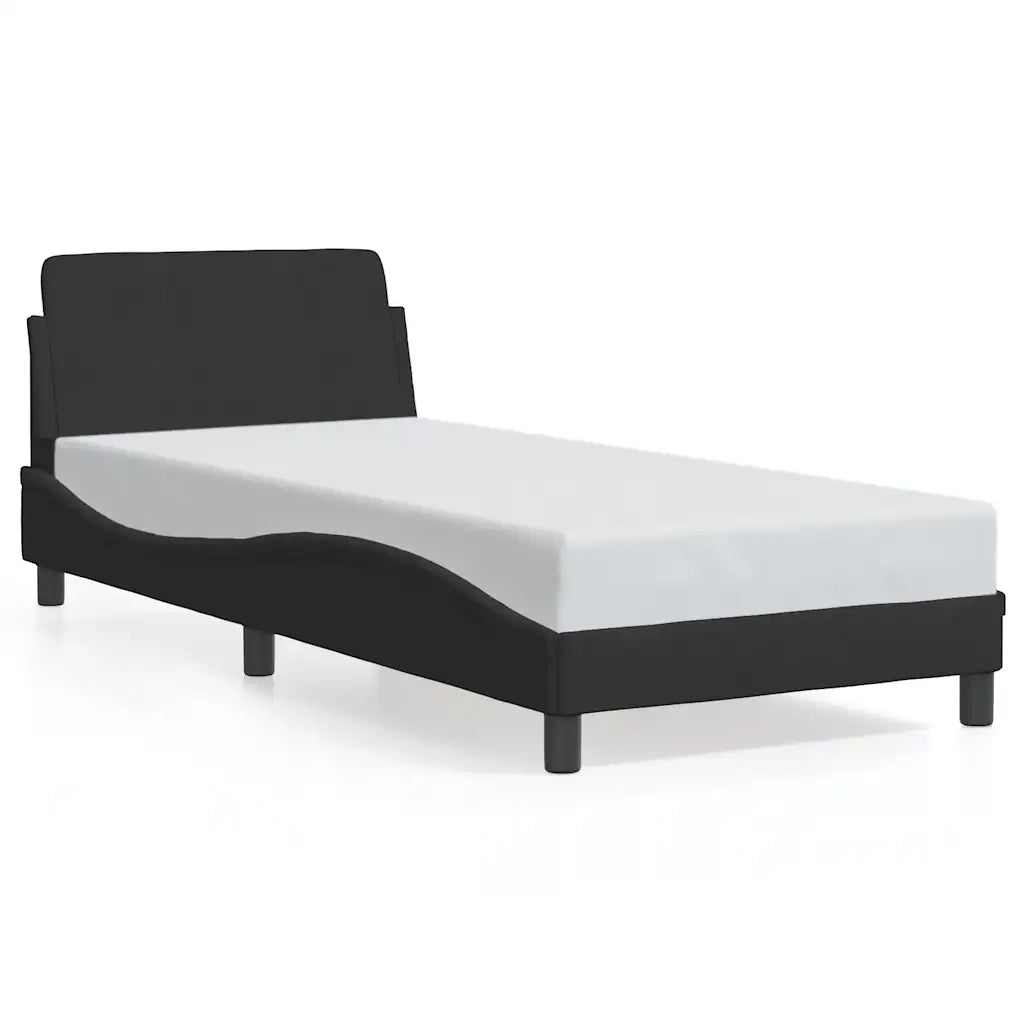 Giroletto con Testiera-Struttura Letto con testiera Dover Nero 90x200 cm Velluto