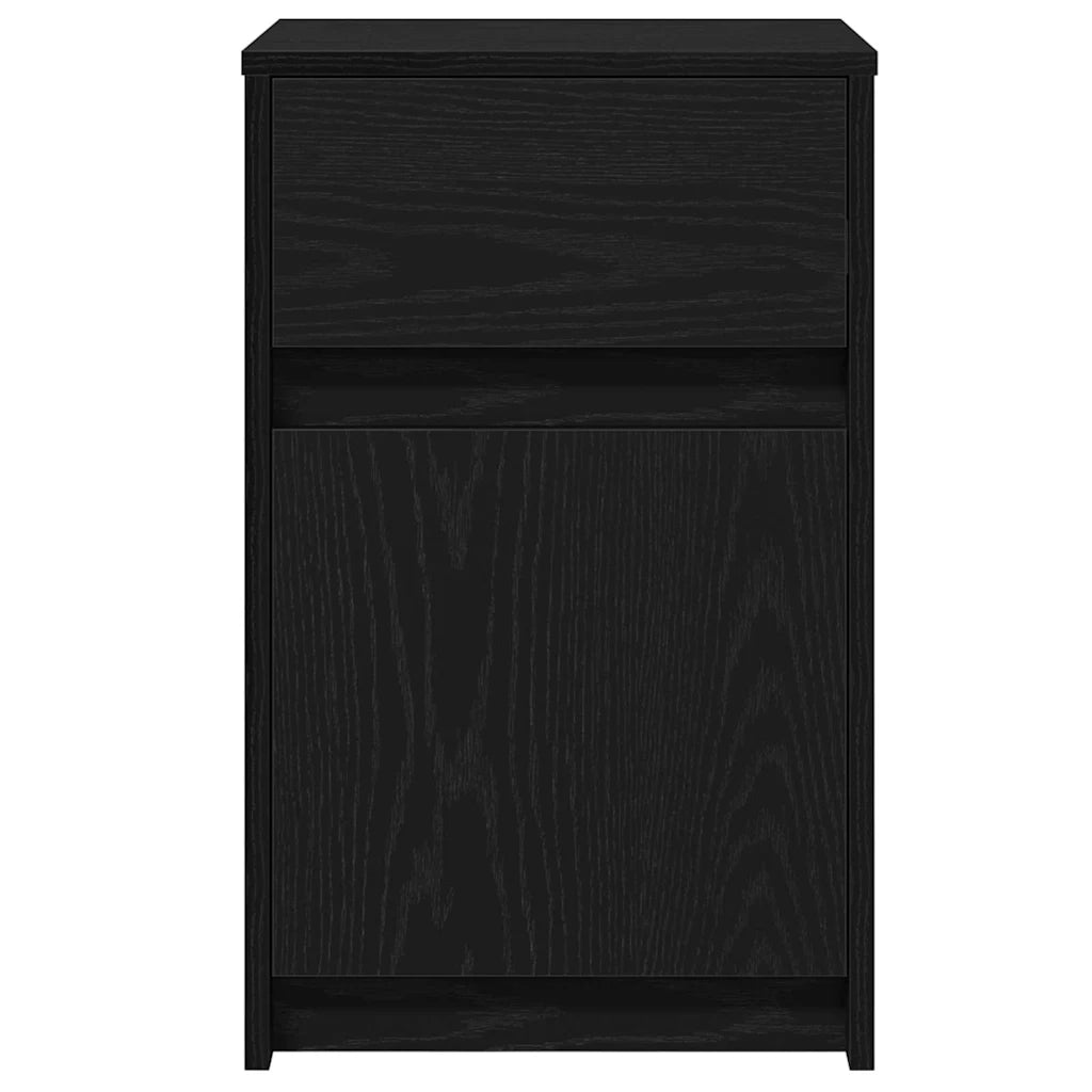 vidaXL Armadio da Letto LED con cassetto Rovere nero 38 x 34 x 61 cm
