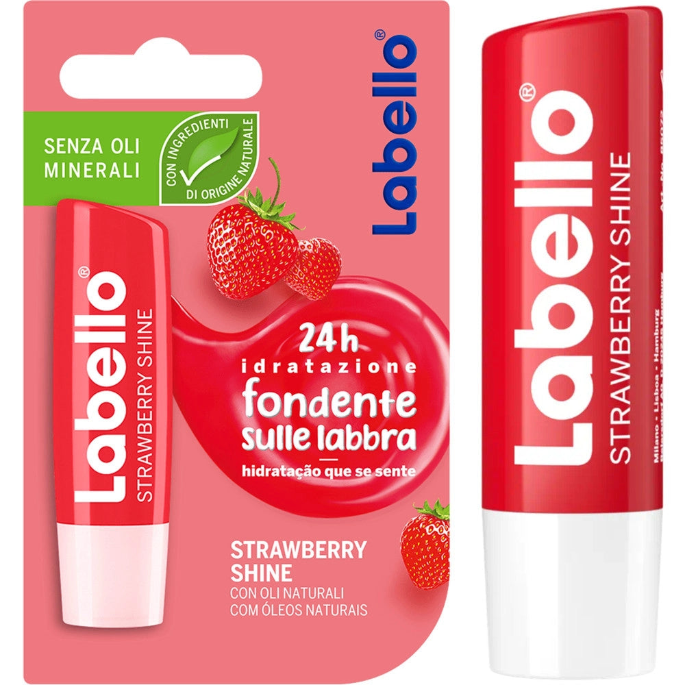 Trade Shop - Labello Strawberry Shine Fragola Balsamo Labbra Senza Oli Minerali E Parabeni -