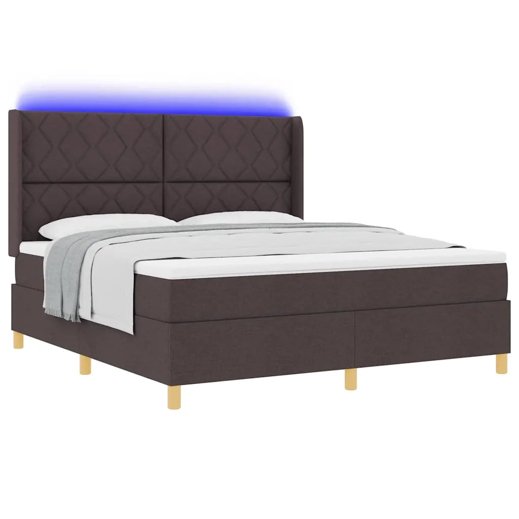 Letto a molle con strisce LED Marrone 180 x 200 cm Tessuto 3343773