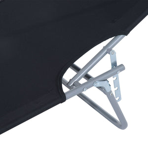 Lettino Prendisole in Ferro Pieghevole Reclinabile con Tettuccio Parasole Oxford Nero