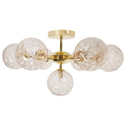 Lampadario in vetro 7 luci rotonde beige metallizzato e oro stile moderno