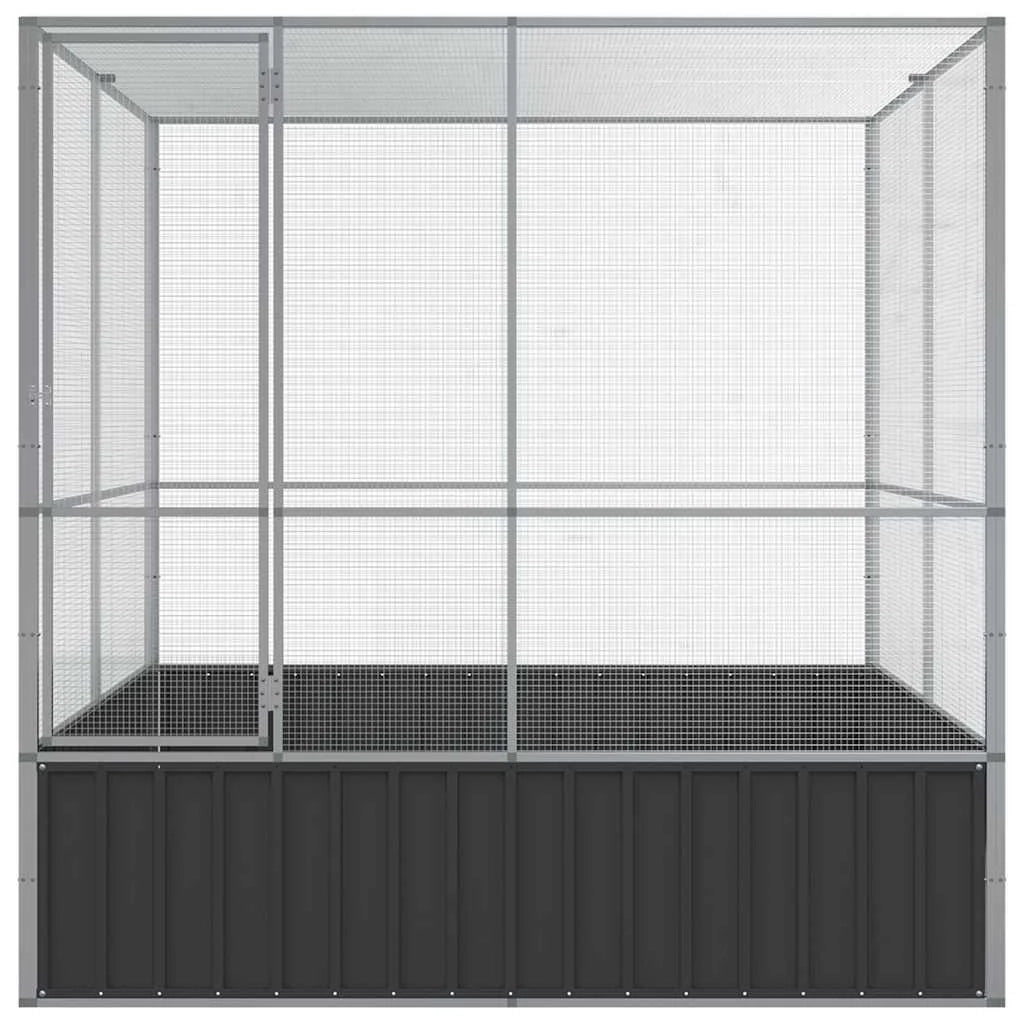 Voliera in gabbia argentata 211 x 207 x 212 cm acciaio Argento 02_0045639