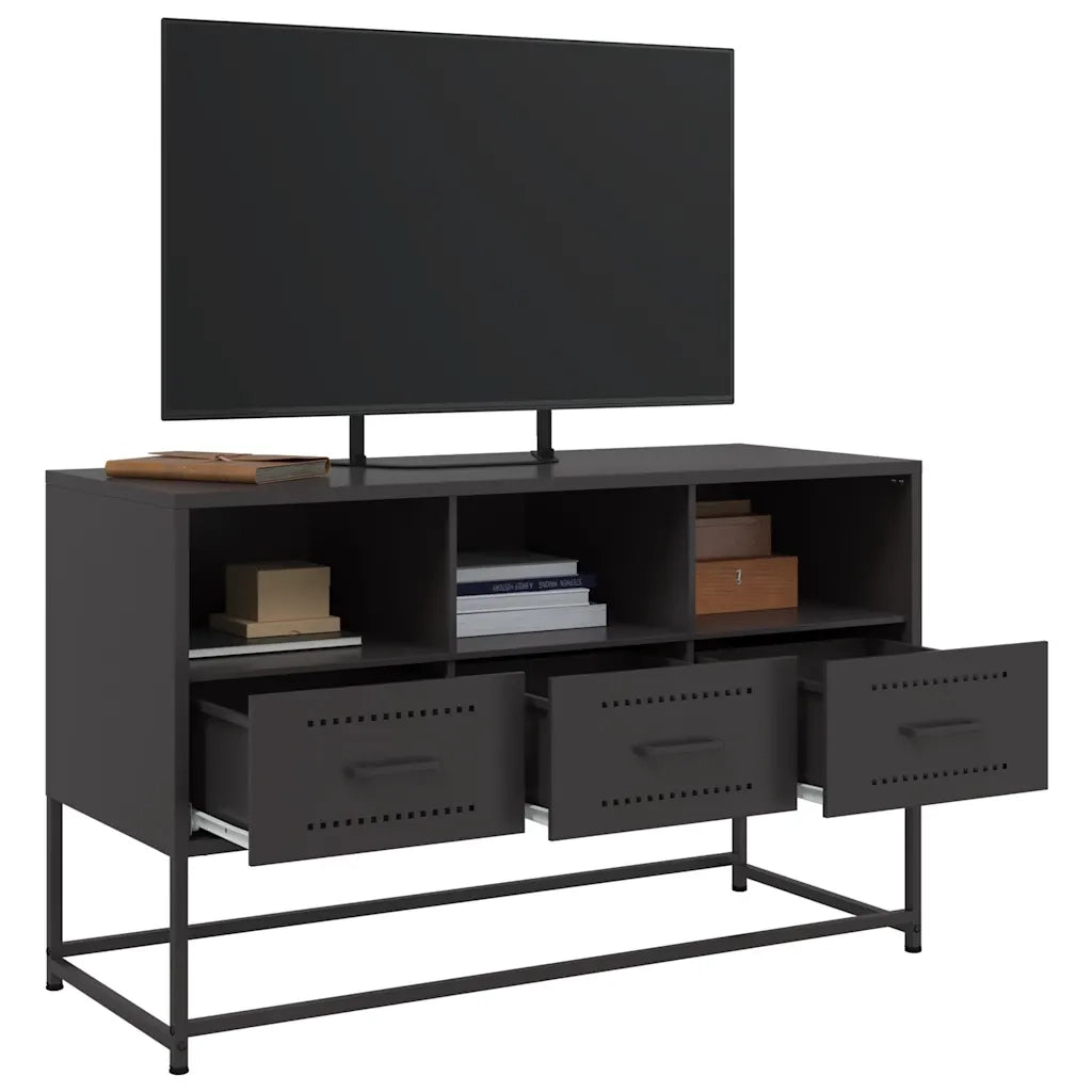 Mobile TV Nero 100,5x39x60,5 cm in Acciaio 846542