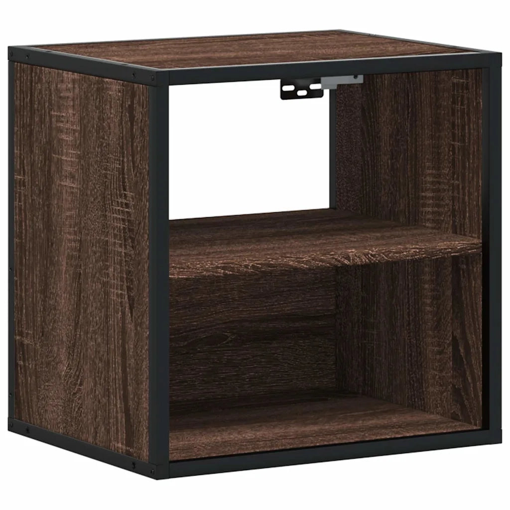 Set di 2 Comodini | Armadio da Notte | Mobiletto da notte a Muro Rovere Marrone 40x31x39,5 cm