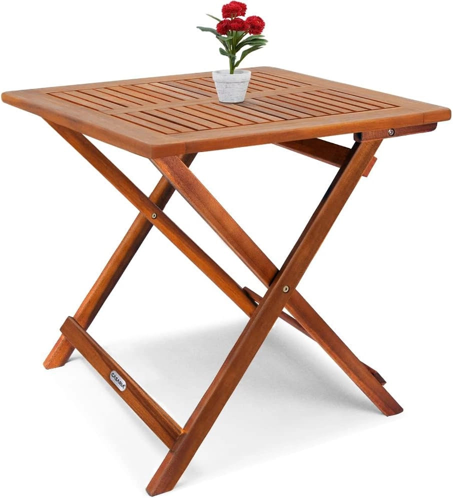 ® Tavolo da Giardino Pieghevole in Legno di Acacia 70x70x73 cm Quadrato Portata 80 Kg Tavolino da Balcone Terrazza Esterno