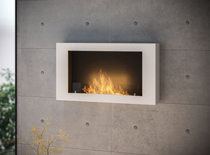 Camino a Bioetanolo da Parete 100x56 cm Murall 1000 Bianco con Vetro