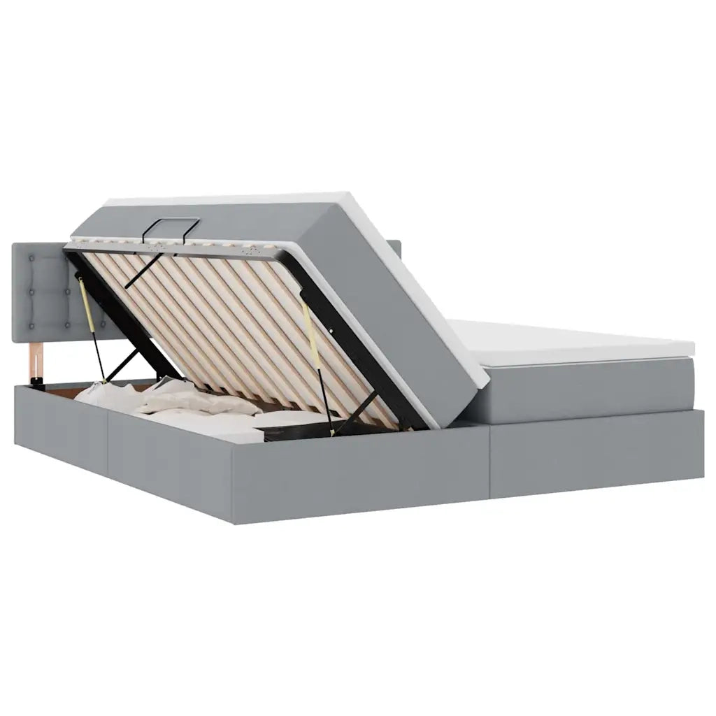 Letto con Contenitore con materasso Grigio chiaro 200 x 200 cm