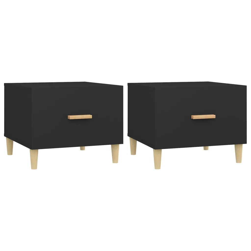 2 pz Tavolini da salotto | Tavolino da caff¨¨ | Tavolino da Soggiorno Neri 50x50x40 cm in Legno Multistrato