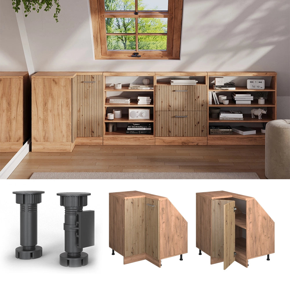 Mobile sottotetto Mobile angolare Rion Rovere artigianale/Rovere dorato 75.6 x 83.8 cm con 1 porta Vicco