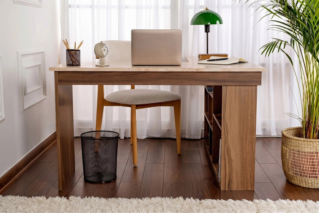 Scrivania in legno "Vesper" - 130 x 120 x 72 cm - Marrone