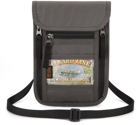 Borsa viaggio - Antifurto RFID - Tasca ID - Blocco RFID - Portafoglio viaggio - 3 tasche con chiusura a righello - Tasca ID con cinturino - Unisex - Impermeabile Oxford - Utilizzo quotidiano - 15,5 x 2 x 22 cm
