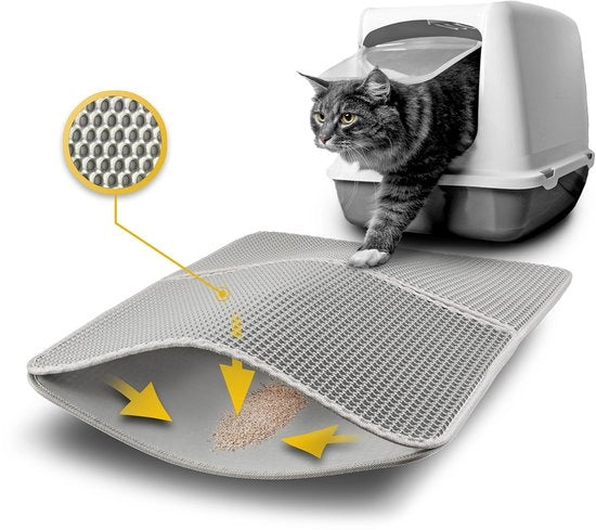 Matrice per gatto doppia strato, ecologica, amichevole con i rifiuti, 76x61 cm grigio