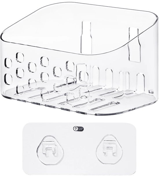 Cassa di stoccaggio per bagno trasparente - idonea per bagno - impermeabile - forata - alta resistenza - dimensioni 16 x 10 x 8,9 cm