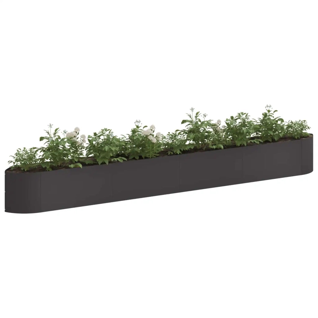 Letto rialzato da giardino Nero 380 x 40 x 40 cm Acciaio 8011733