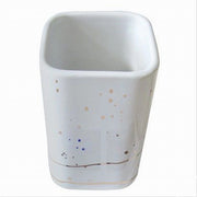 Trade Shop - Bicchiere Porta Spazzolini Accessori Bianco Macchiato Moderno Arredo Bagno 59883 -