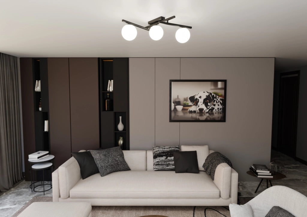 Plafoniera Emibig Smart 3 luci E14 nero/opale dimmer