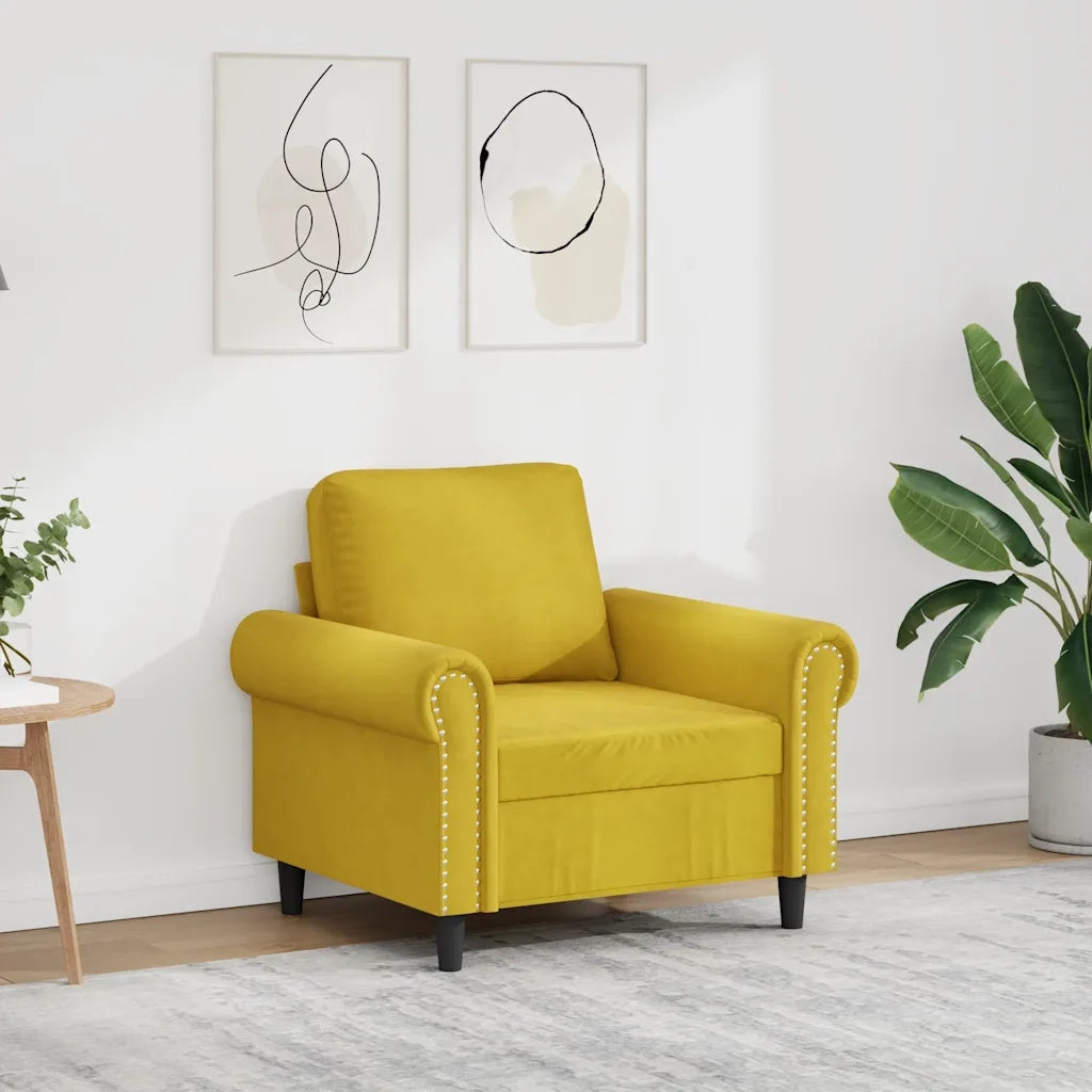 Poltrona-Divano Sedia Giallo 60 cm Velluto 343819