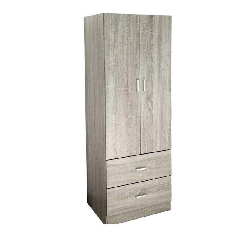 ERMES ARMADIO IN LEGNO CON 2 ANTE E CASSETTI ROVERE GRIGIO 60 X 42 X 180 CM