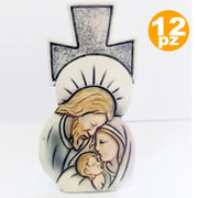 Trade Shop - Set 12 Bomboniere Croce Nativita' Giuseppe Madonna Bianco Ceramica Soprammobile -