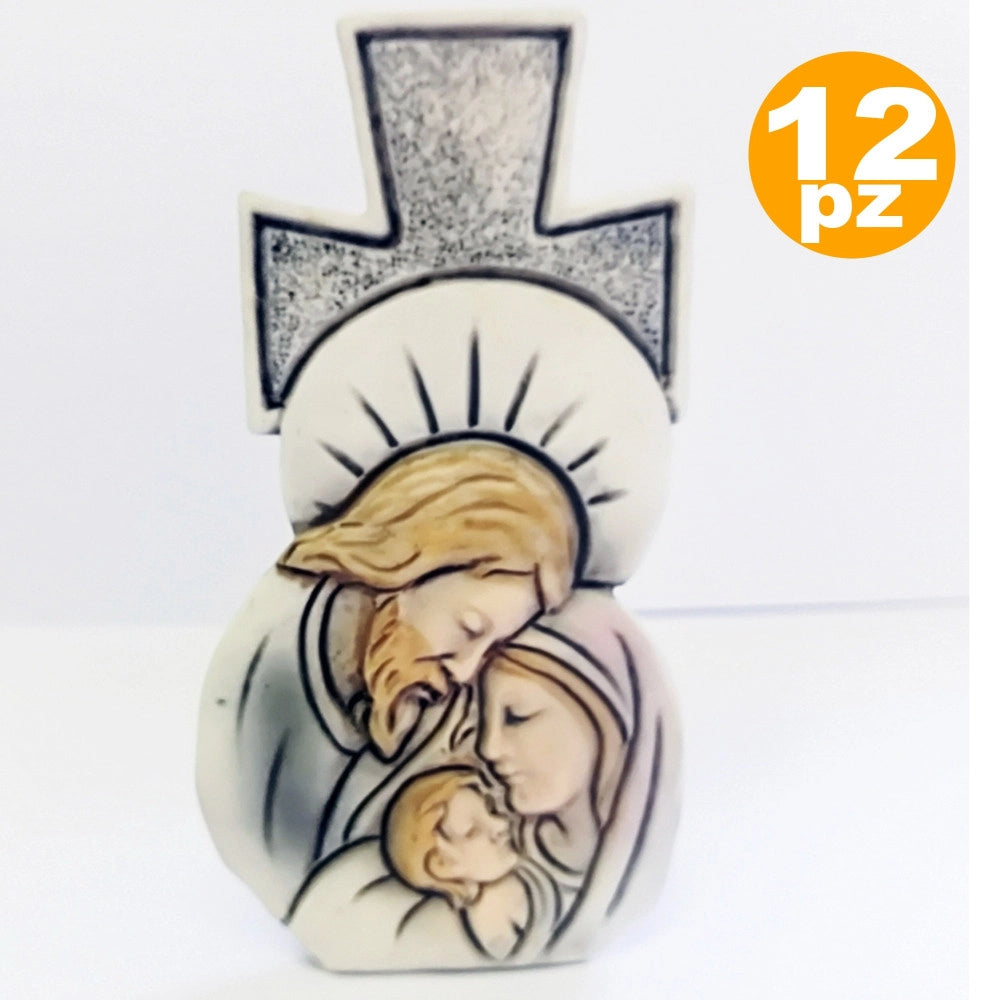 Trade Shop - Set 12 Bomboniere Croce Nativita' Giuseppe Madonna Bianco Ceramica Soprammobile -