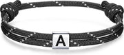 Bracciale di Paracord con Iniziali - Argento 925 - Corda Nautica - Accessori per Surfer - Regali di Amicizia