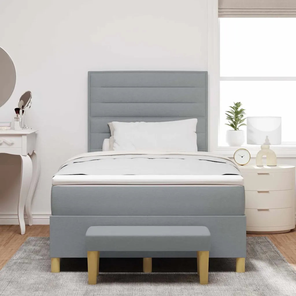 Letto a molle con materasso Grigio chiaro 120 x 190 cm Tessuto