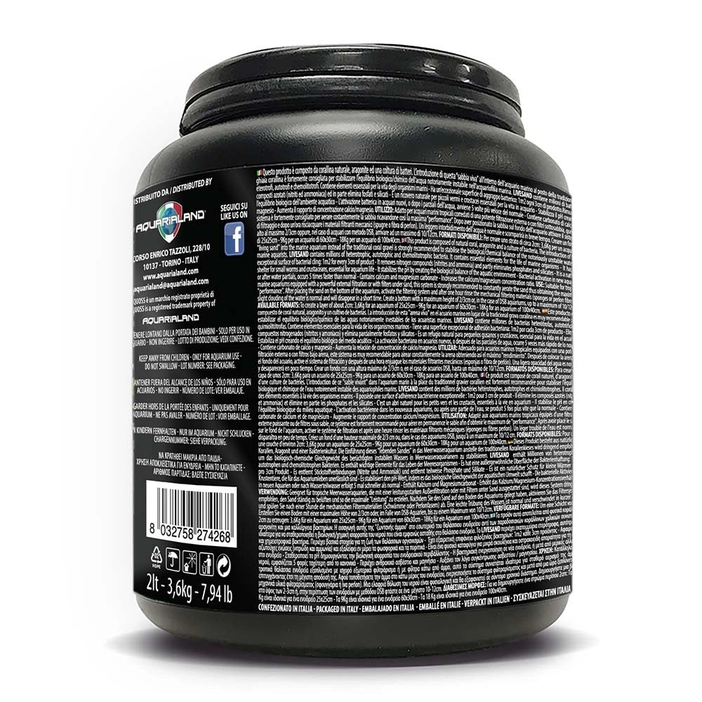 Haquoss LiveSand 1-1,2mm - substrato naturale con colture batteriche per acquari marini Formato: 2 L