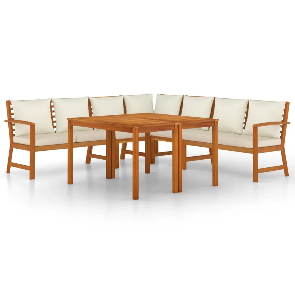 Set da Pranzo Giardino 7pz con Cuscini Legno Massello di Acacia 3154970